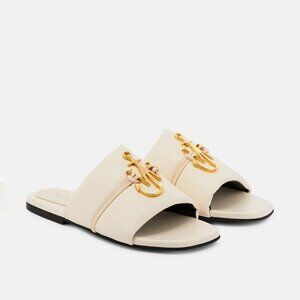 JW Anderson Leather Logo Slide Natural Gold Size IT 36.5 US 6.5 NEW IN BOX